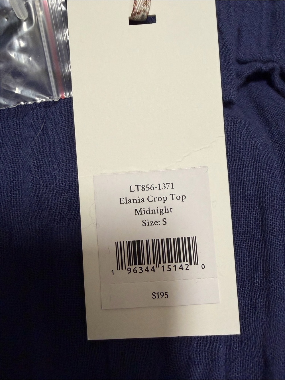 LoveShackFancy Navy Ruffle Button-Front Crop Top - Picture 3 of 3